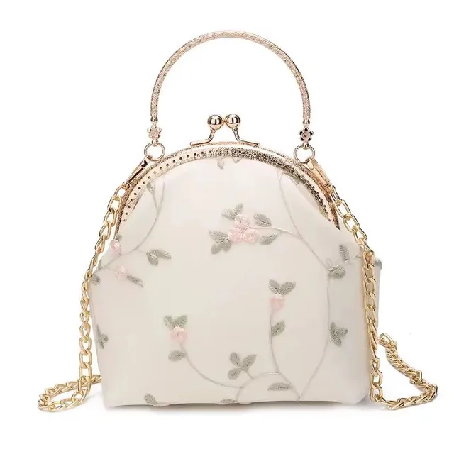 Vintage haftowane koronkowe kwiaty Shell Lock torebki dla kobiet torba ślubna mały łańcuszek damska torba na ramię Crossbody torby z frędzlami