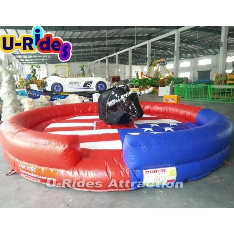 Funny Auto Speed Control Inflatable Rodeo Bull Mechanical Model Toy for Amusement Park Factory Prices with Blower Accessory
