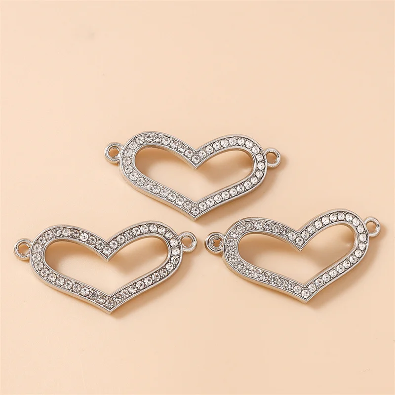 Leslie 10 Stück 19x37mm Gold- und Silberfarbene Legierungs-Hohlherz-Anhänger für Schmuckherstellung, DIY-Armband- und Halskettenzubehör – Detail 5