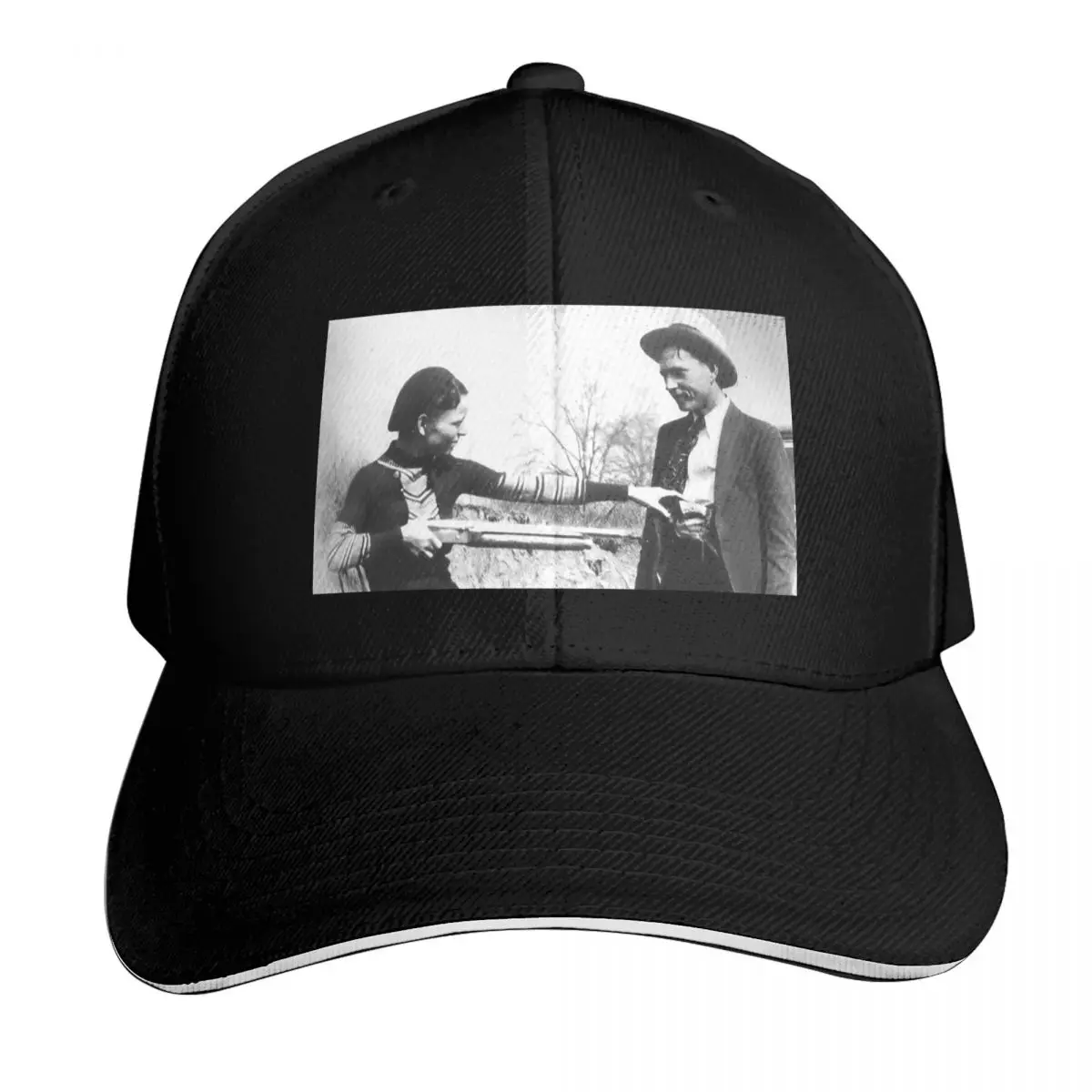 Boné de beisebol com foto de Bonnie e Clyde, chapéu infantil, chapéu para festa rave, chapéu de natal para mulheres e homens
