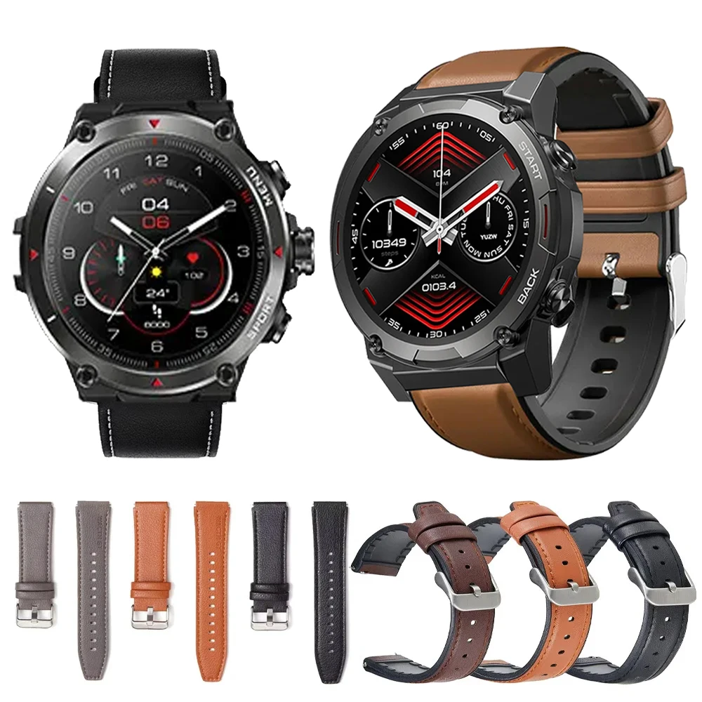 22mm Leather Strap Watchband for Zeblaze Ares 3 Pro Smart Wriststrap Quick Releas Bracelet for Vibe 7 Pro Watches Accessories