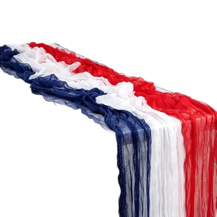 1PC 3meters/118.11inch Cheesecloth Table Runner Boho Gauze Fabric Rustic Sheer Table Runners For Wedding Bridal Shower