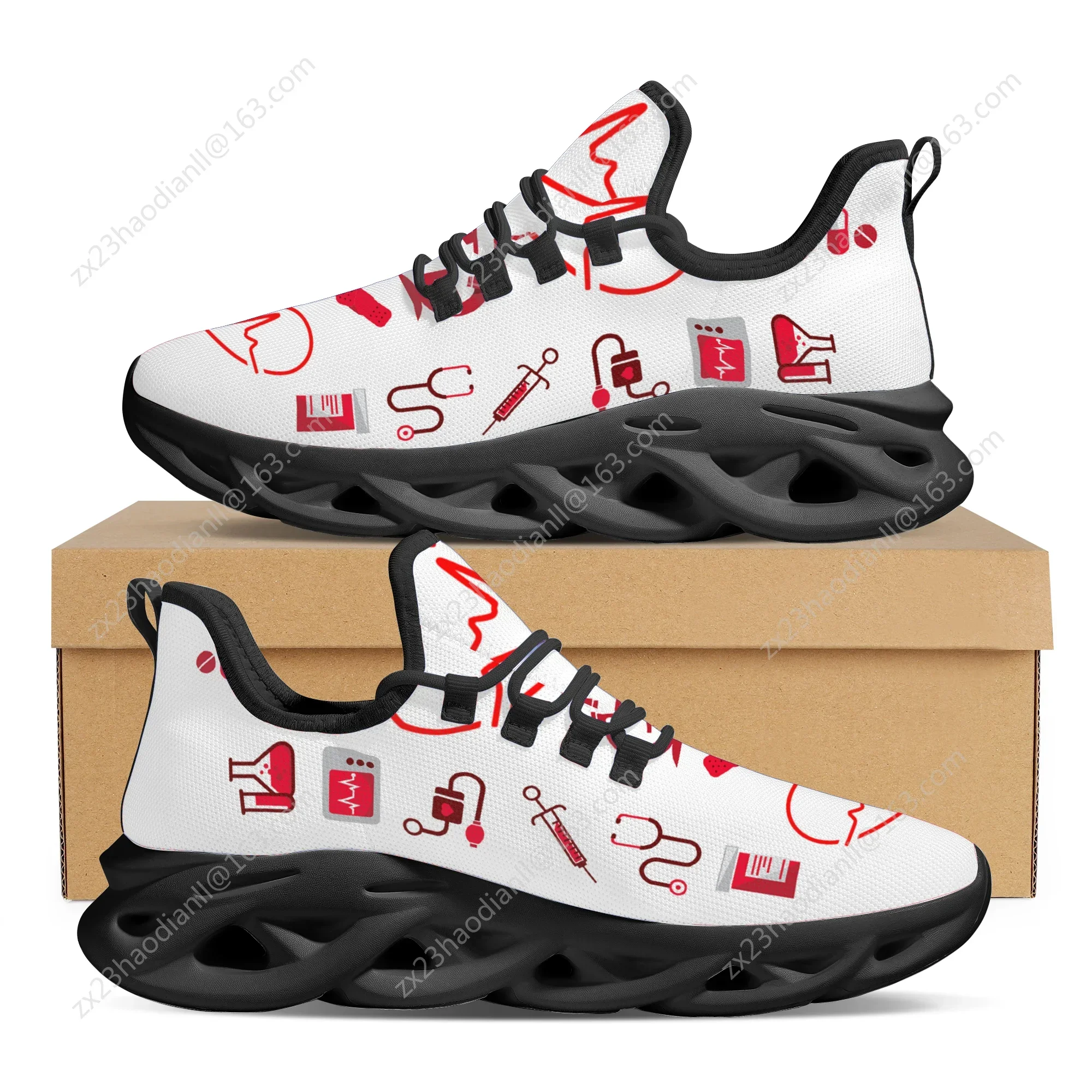 

Comfort Women Sneakers White Nursing Shoes Cute Cartoon Nurse Doctor Medical Print Light Lace-up Zapatillas Mujer