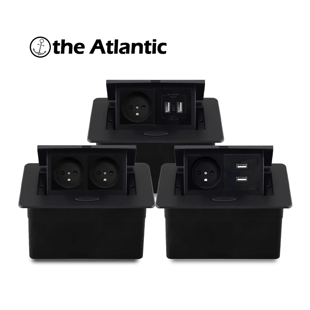 

Выдвижная розетка для настольного компьютера FR Настольная розетка USB C-образная алюминиевая пластина Французский стандарт Встроенная розетка Розетка для офисного стола