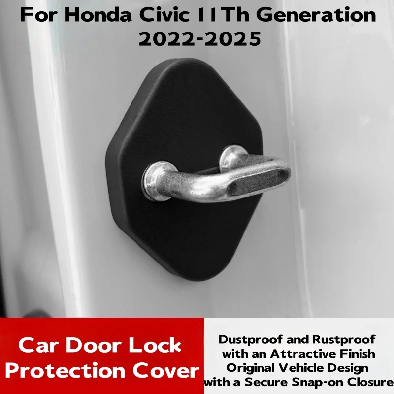 

For Honda Civic 11th 2022-2025 Car Door Lock Protective Cover Screw Door Lock Buckle Cover Decoration Exterior Accessories