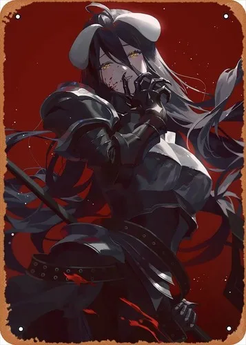 Anime Metal Poster Girls figure metal tin sign Albedo Wall Art Decor Tin Sign