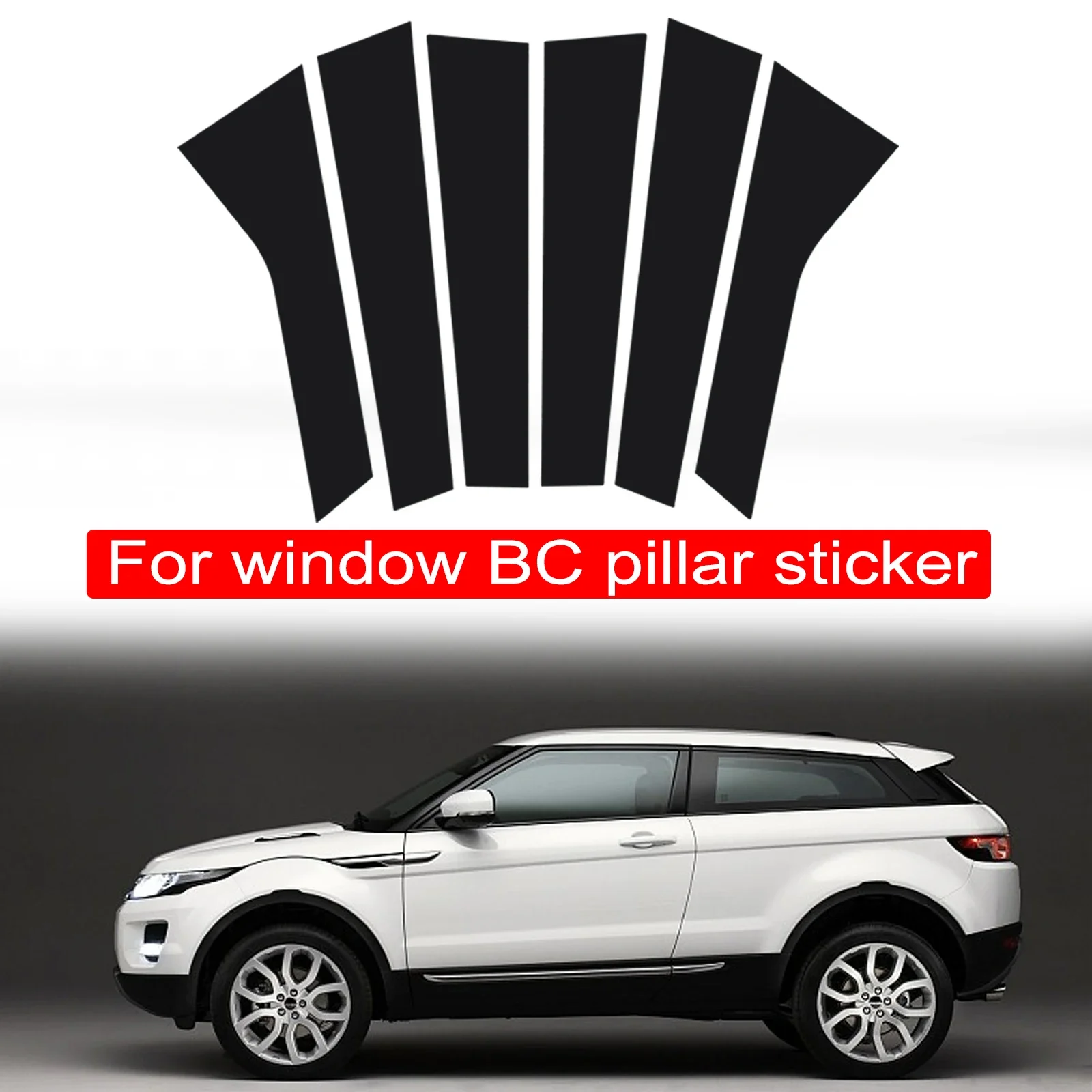 

6PCS Polished Pillar Posts Fit For Land Rover Evoque 2012-2018 Window Trim Cover BC Column Accessories Sticker Gloss Black