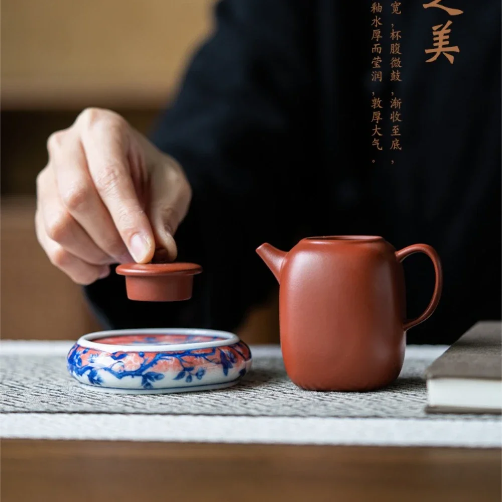 1Pc Chinese Retro Teapot Cover Holder ,Hand-painted Blue and White Tea Set Accessories, Master Cup Coaster ,Zisha Pot Lid Shelf