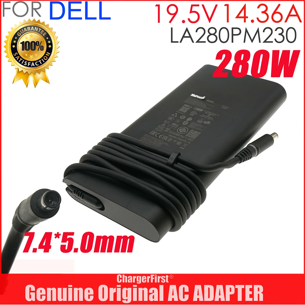 HA280PM230 LA280PM230 280W 19.5V 14.36A AC Adapter for DELL G15 5530 G15 5535 G16 7630 G16 7635 Precision 7780 7.4mm