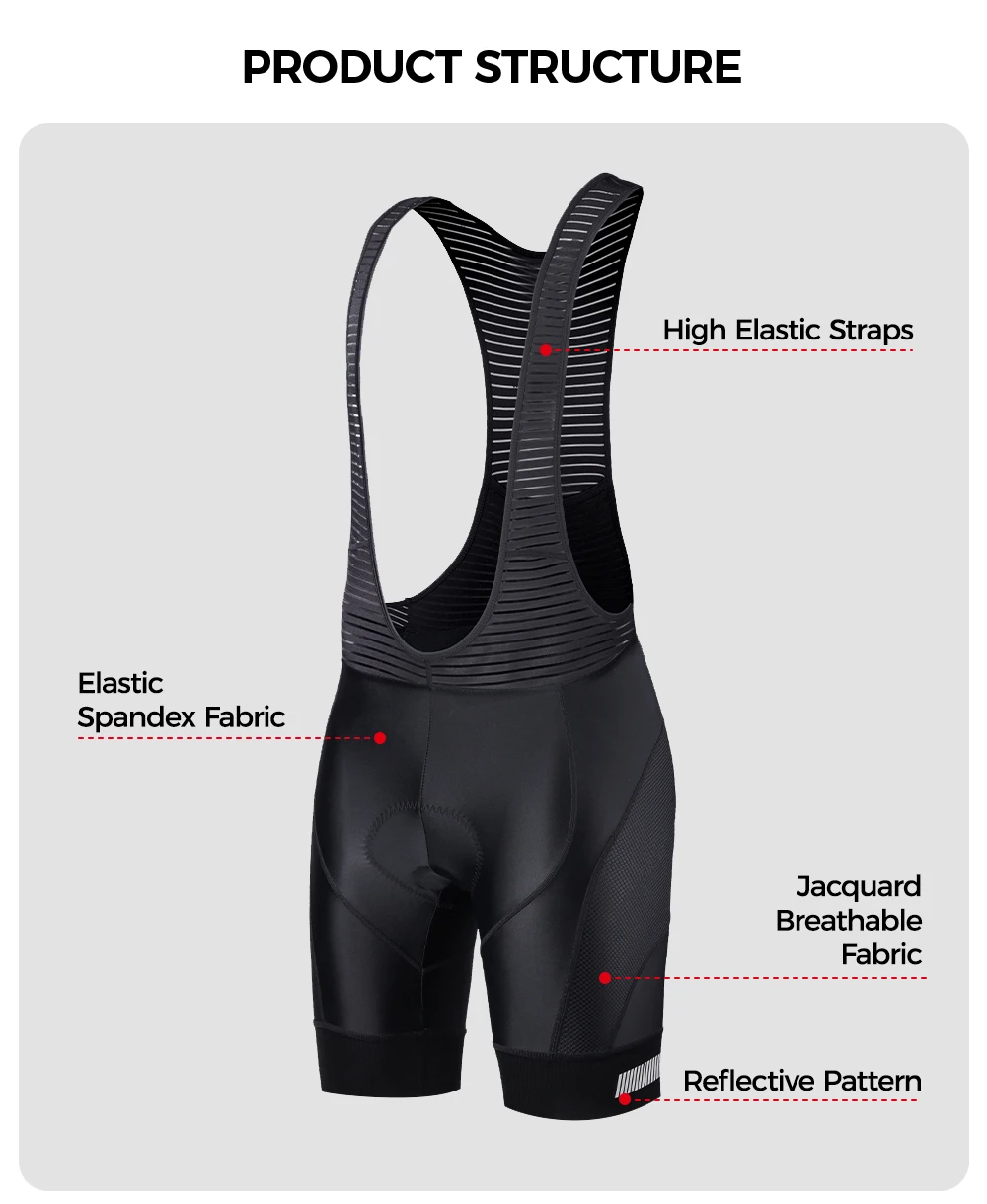 ZRSE Herren-Radhose mit Trägern, 5H-Polsterung, reflektierenden Streifen, hochelastisch, atmungsaktiver Netzstoff am Rücken, feuchtigkeitsableitend, mit Tasche, für Straßen- und Mountainbike. – Detail 13
