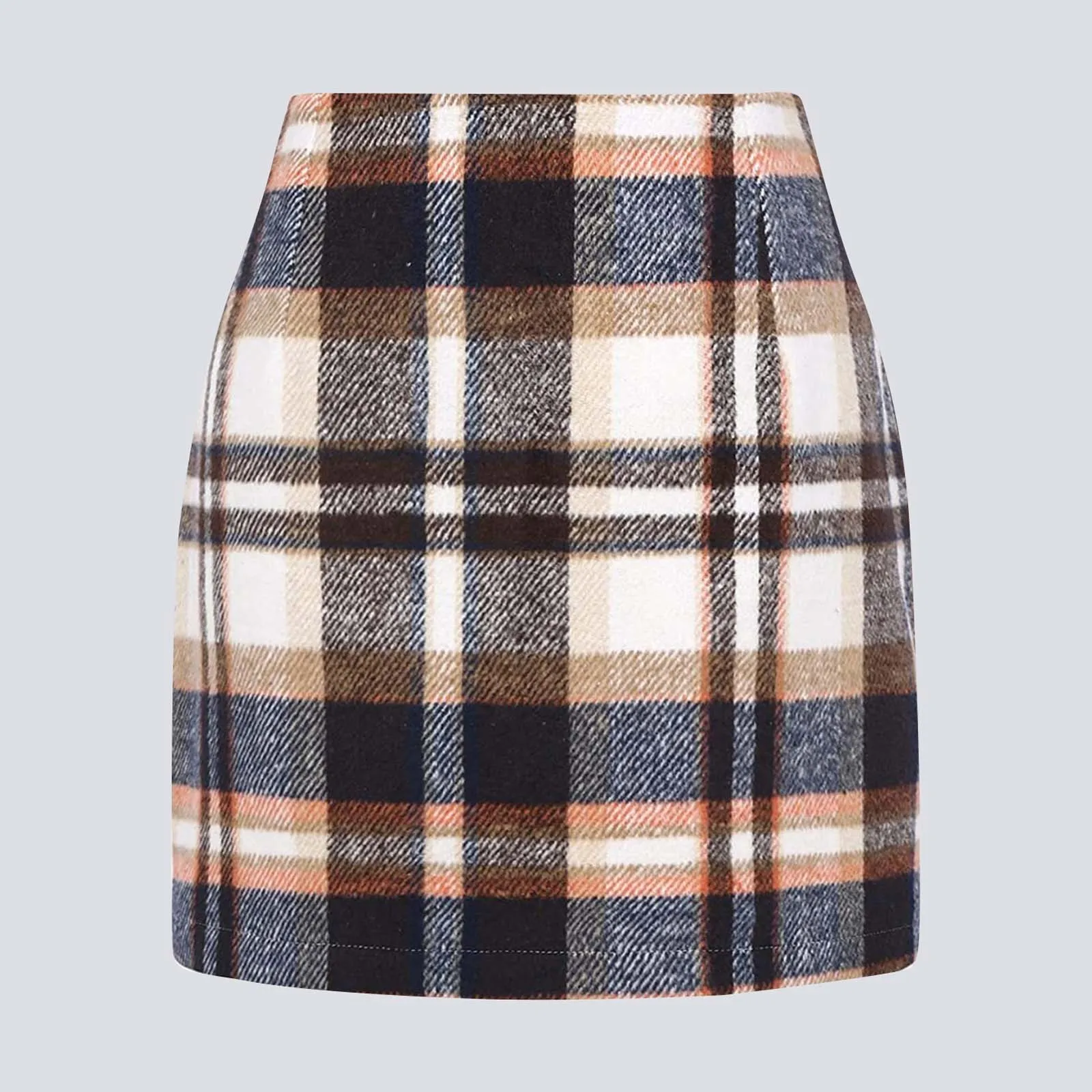 Pencil Plaid Skirts short Skirt Woolen Skirt Womens Commute Elegant High Waist Plaid Skirt Bodycon Pencil Wool Mini Skirts