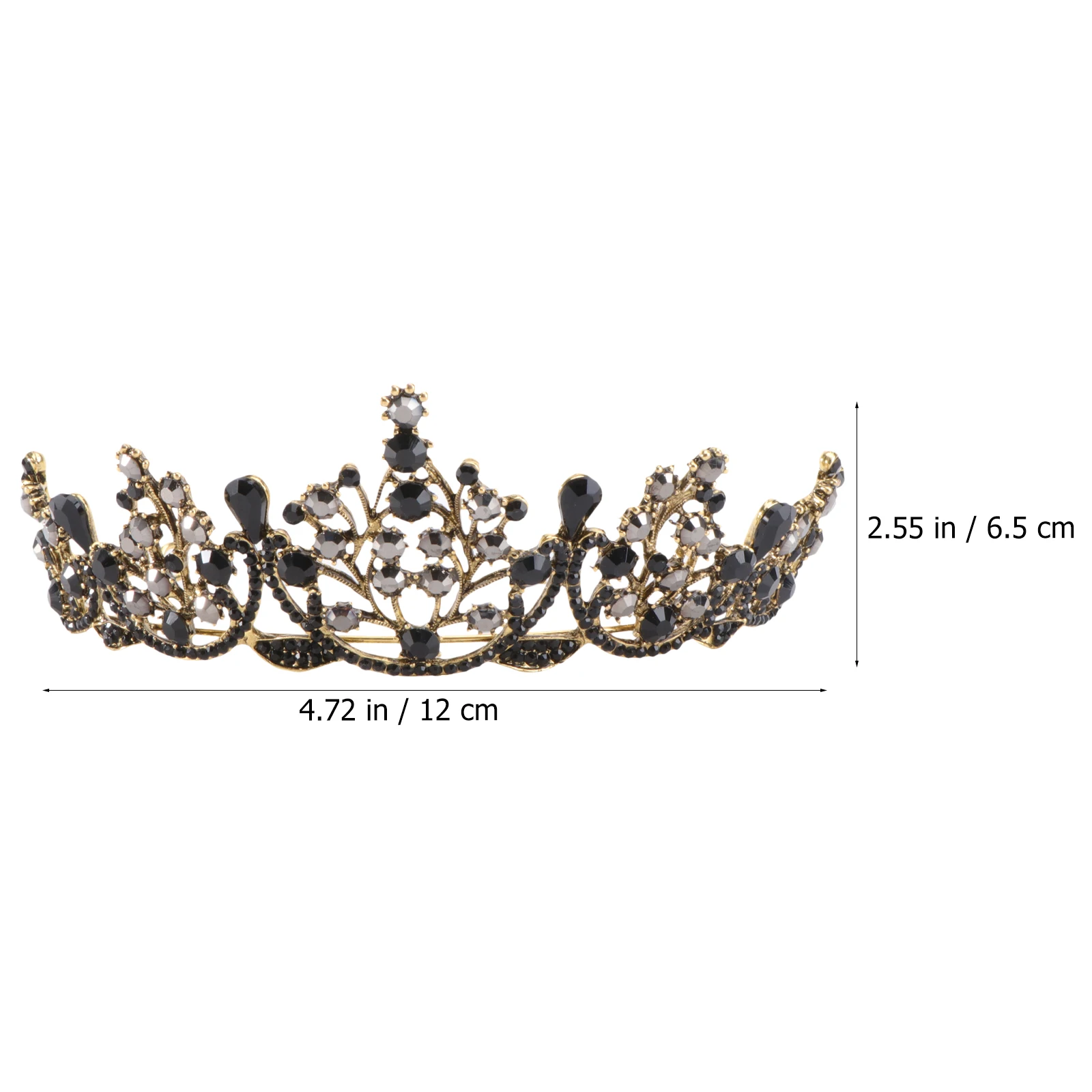 

Retro Crown Headdress Black Bridal Alloy Crystal Vintage Hair Baroque Style Wedding Decor Party Delicate Headwear Hoop Queen