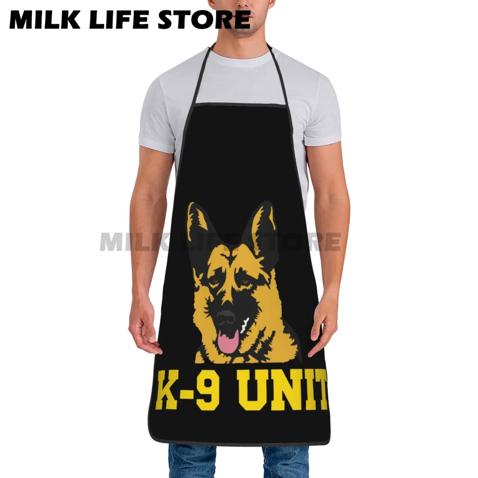 

K9 Unit Malinois Bib Aprons Men Women Unisex Kitchen Chef Belgian Shepherd Dog Tablier Cuisine for Cooking Baking Gardening