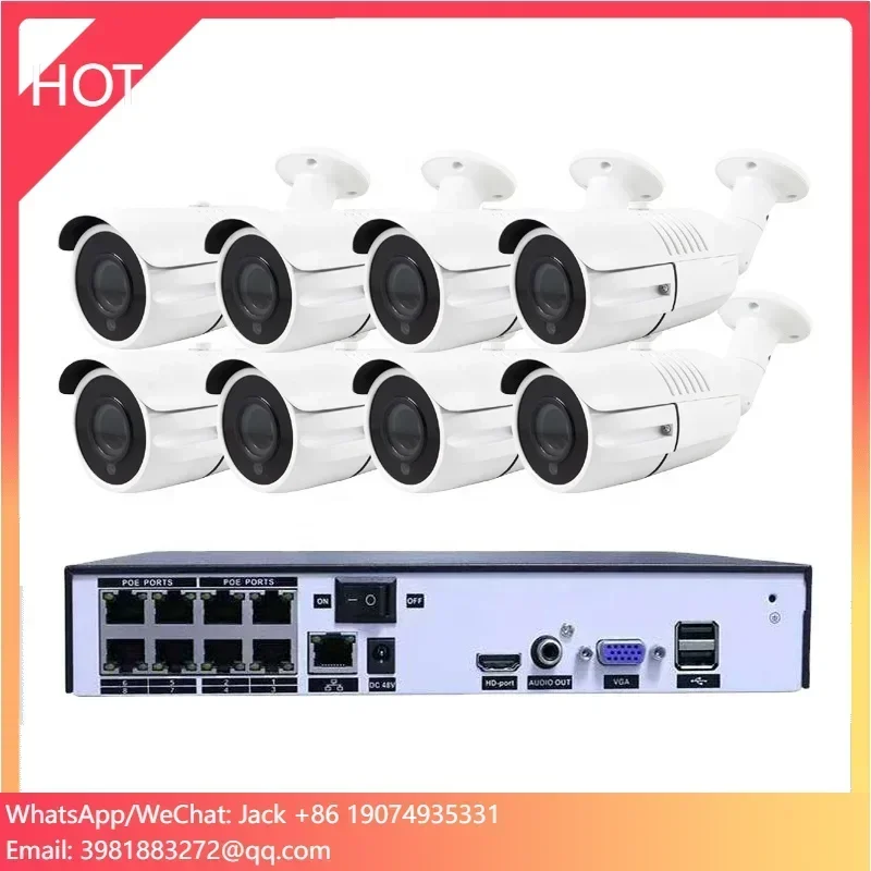 Set completo di videosorveglianza H.265 Kit Nvr PoE 5MP Sistema CCTV di sicurezza IP a 8 canali Esterno Fabbrica diretta di alta qualità