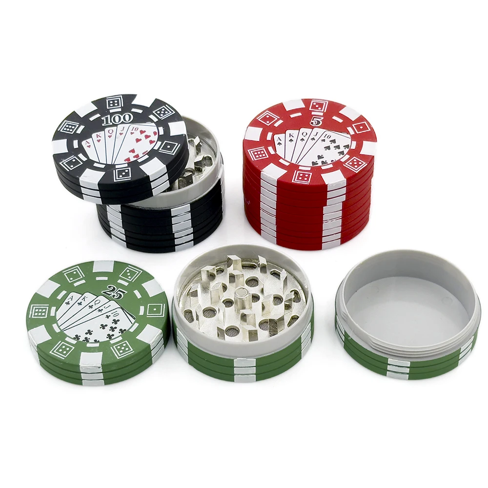 Big Poker Tobacco Grinder Chip 3 Parts Style Spice Cutter 51mm Herb Cutter Smoking Accessories Gadget Tools