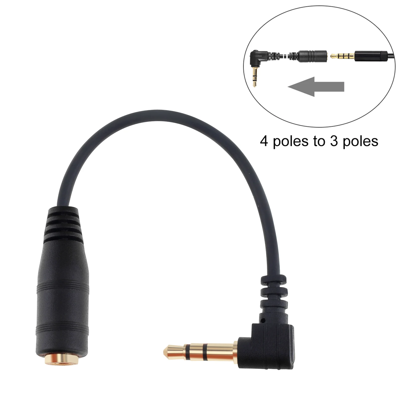 3.5mm Microphone Adapters 4 Pole to 3 Pole Converter Adapter Cable Audio Stereo Mic Conversion Lines for Microphones