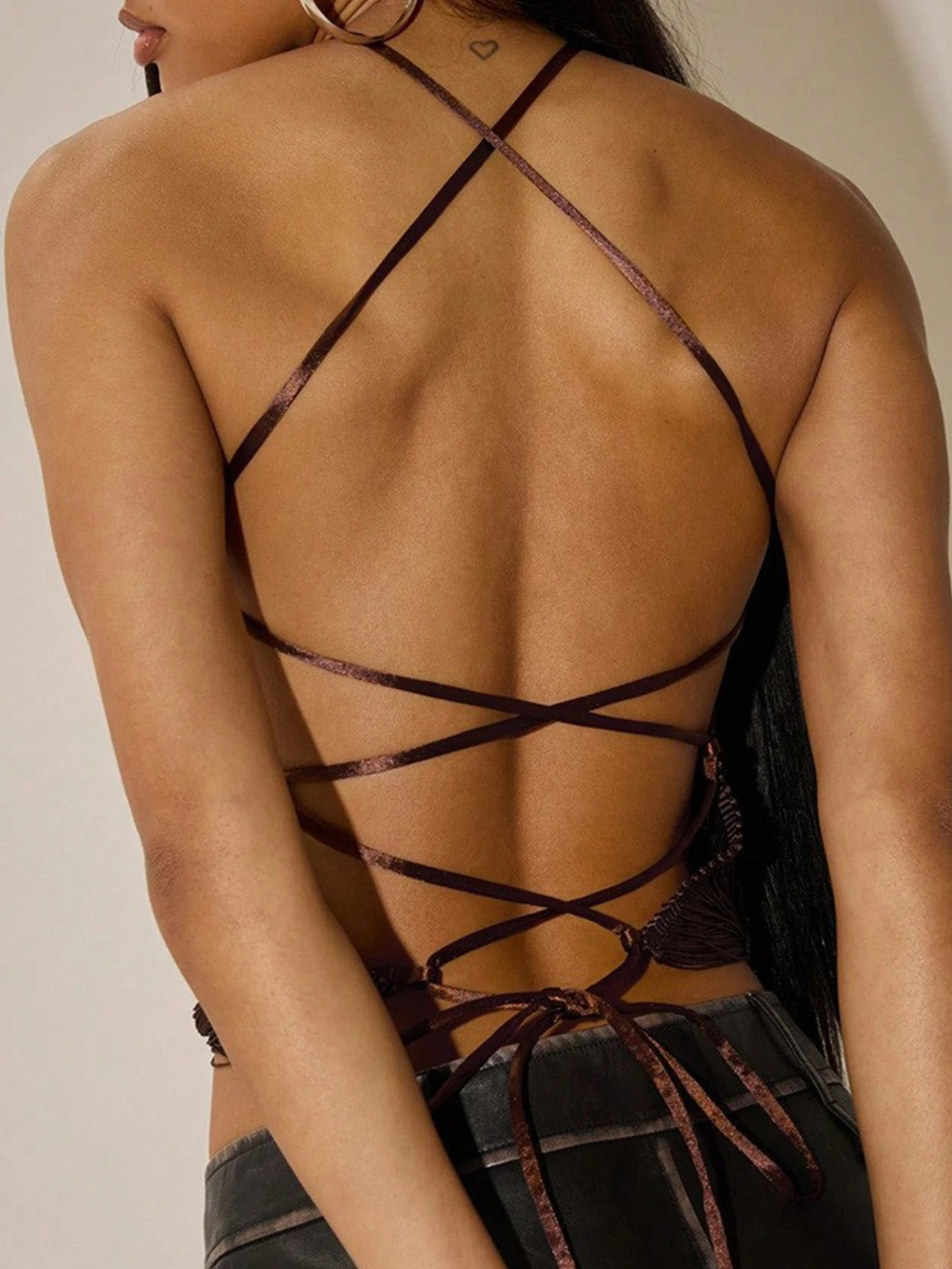 Sexy Vintage Tassel Crop Top Women Summer See Through Halter Tanks Top Club Party Tops for Woman Clothing Cropped Streetwear Hot