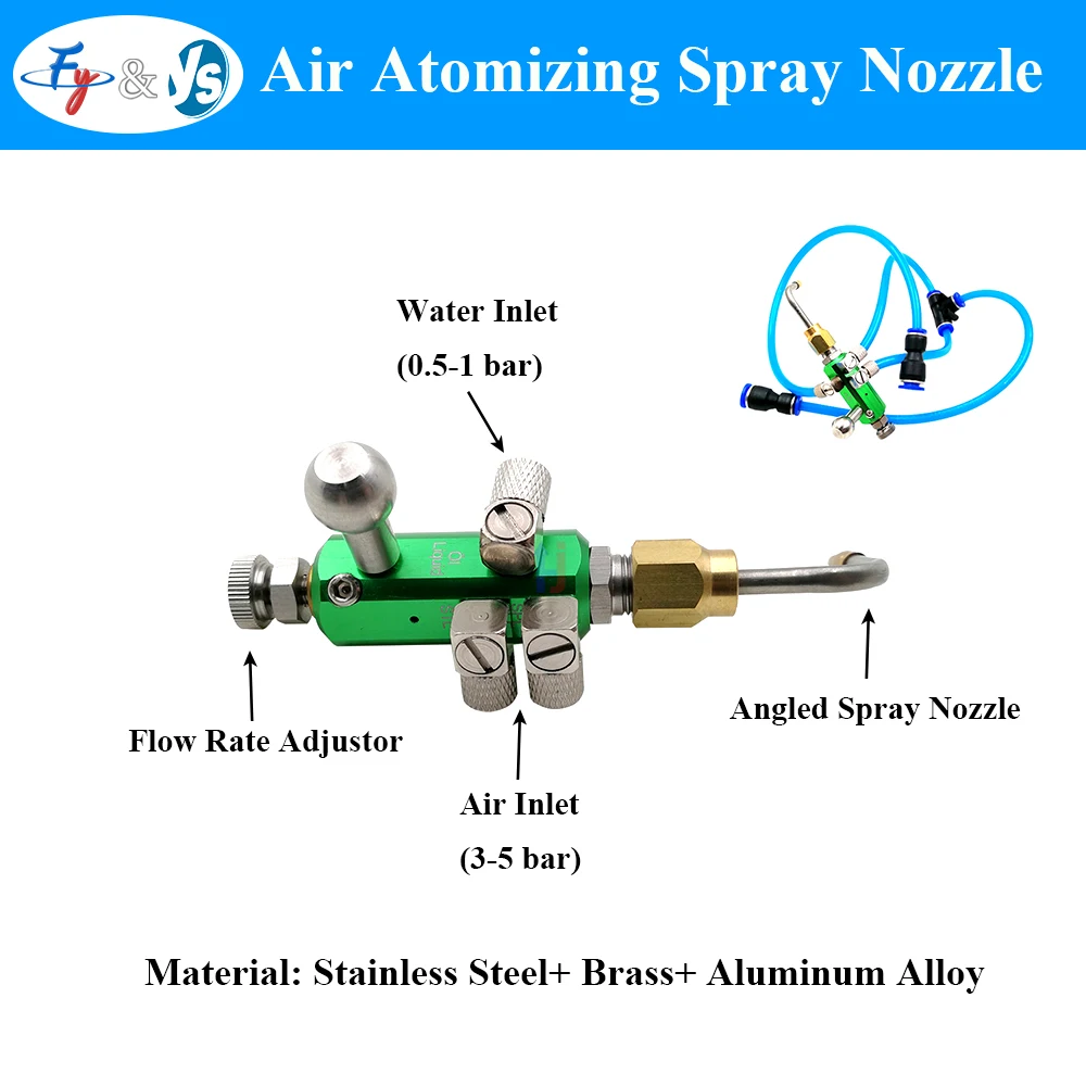 Two-fluid Siphon Air A-tomizing Nozzle Green Small Flow Rate High Pr-essure Water Vapor Mixing New Type Fine S-pray for Cleaning