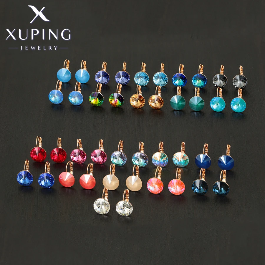 Xuping Jewelry Fashion Charm Round Gold Plated Multicolor Charm Style Crystal Earrings for Women Girl Party Gift 610394734