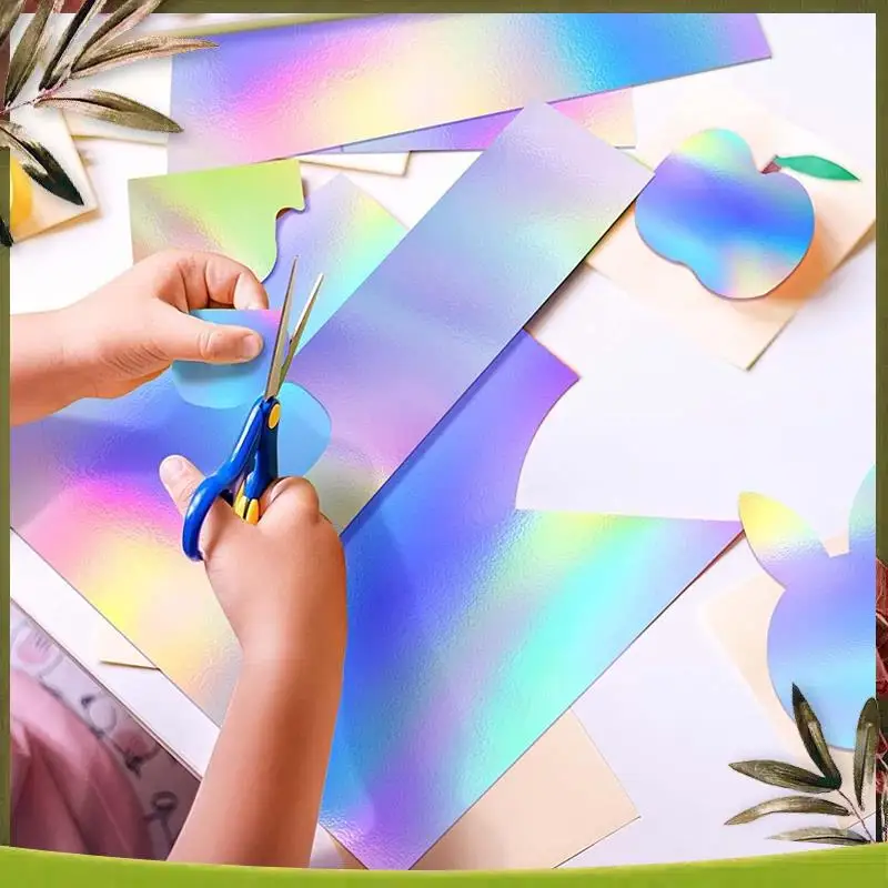 ABDW-Metallic Holographic Card Shiny Mirror Paper Sheets Replacement Accessories Reflective Post Board Size 8.5 X 11 Inch 50 Pac