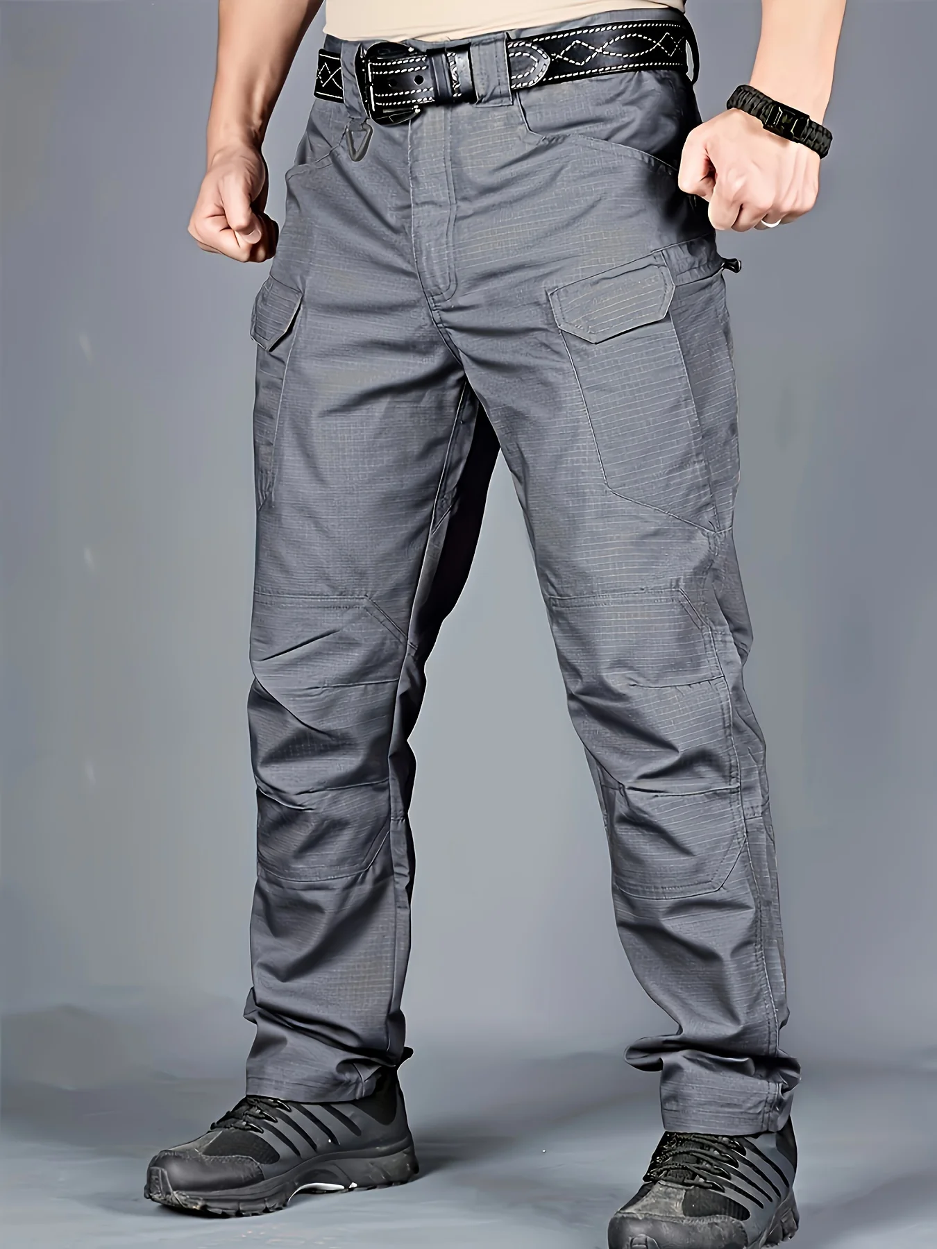 Plus Size Men's Thin Cargo Pants With Side Pockets For Spring And Summer Tactical Oversized Loose Pants For Big And Tall Guys