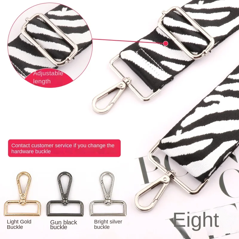 Zebra Pattern Bag Strap Adjustable Belt For Bags Replacement bag strap for crossbody 3.8cm Embroidered Wide Belt Chain Strap