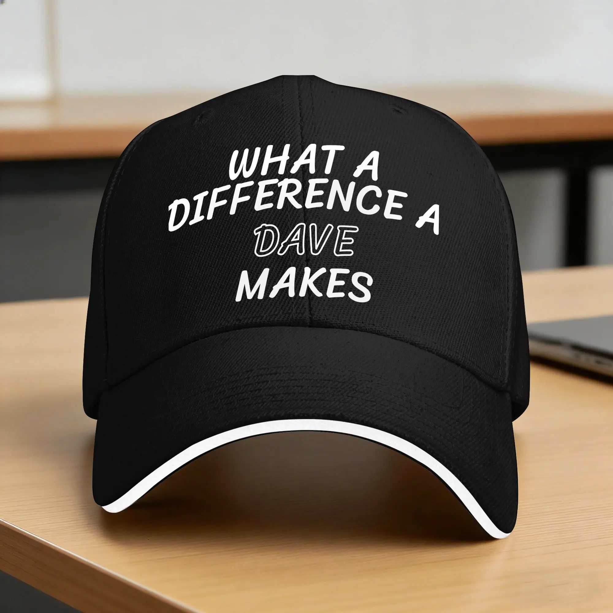 What A Difference A Dave Makes Sun Baseball Cap Summer Unisex-Teens  Print Trucker Hat Breathable Hiking Fishing Baseball Caps