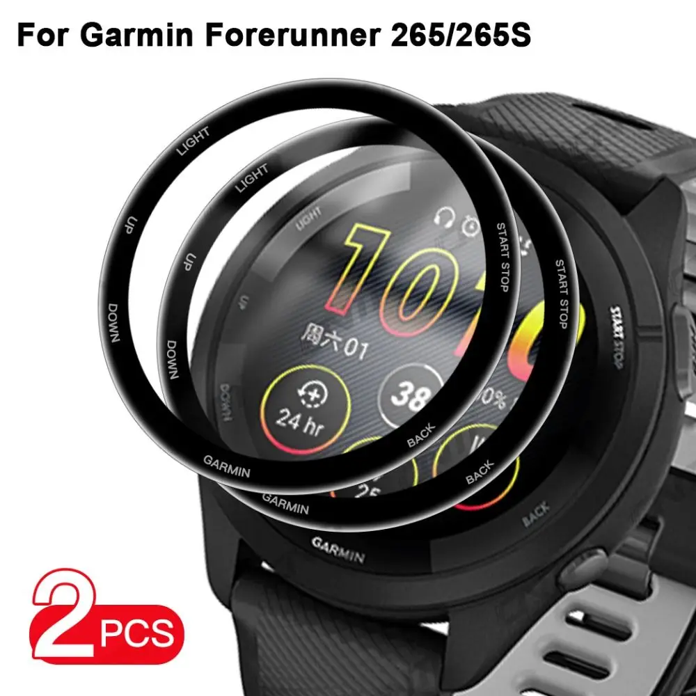 ガーミンフォアランナー用スクリーンプロテクター,3D湾曲エッジ,保護フィルム,新しい265, 265s,2個