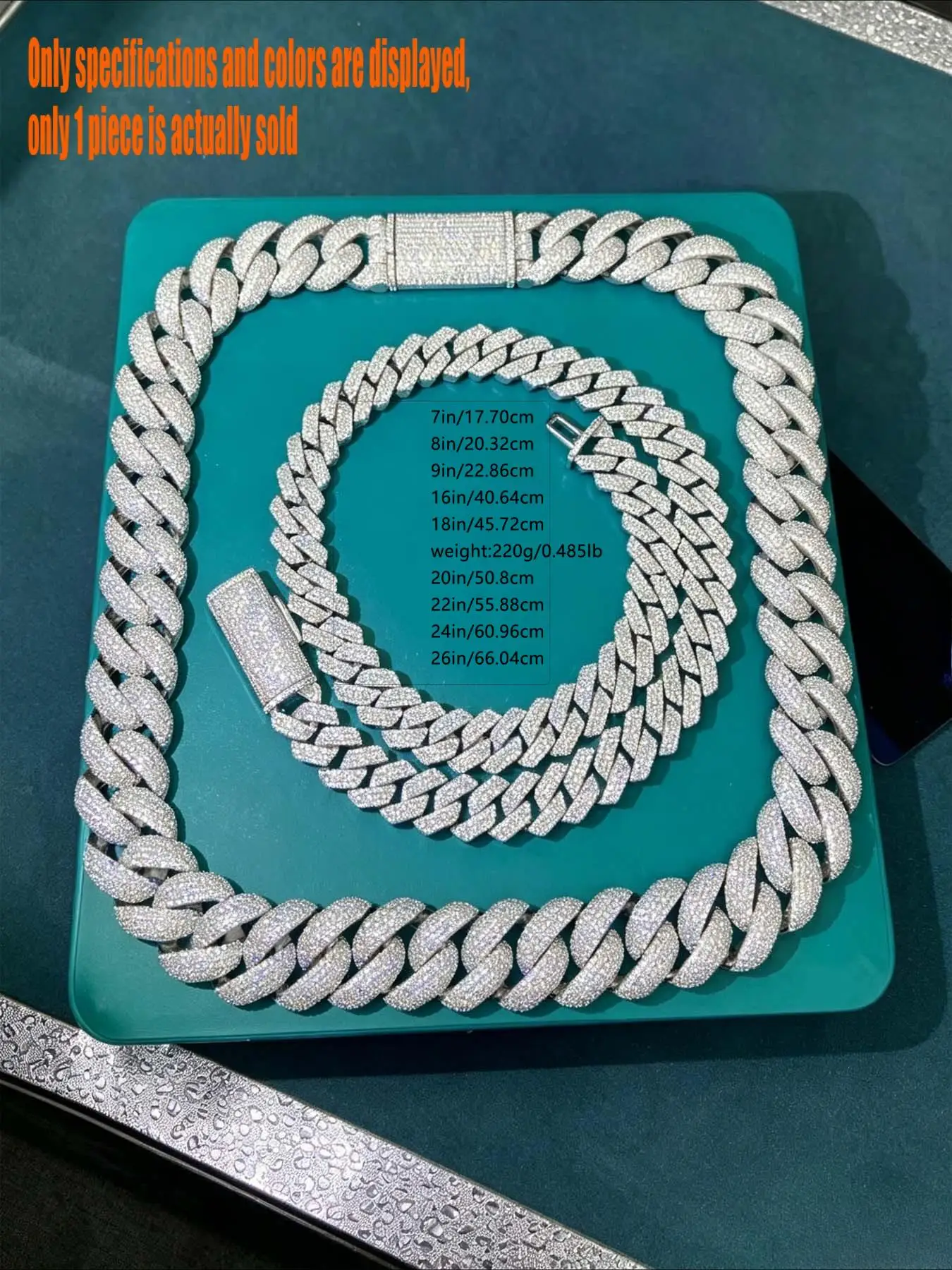 VVS Cuban Chain Men's Rapper Hip Hop Miami 3 Row 20mm, Heavy Duty Glamour Cuban Chain Chilled Luxury Cuban Chain