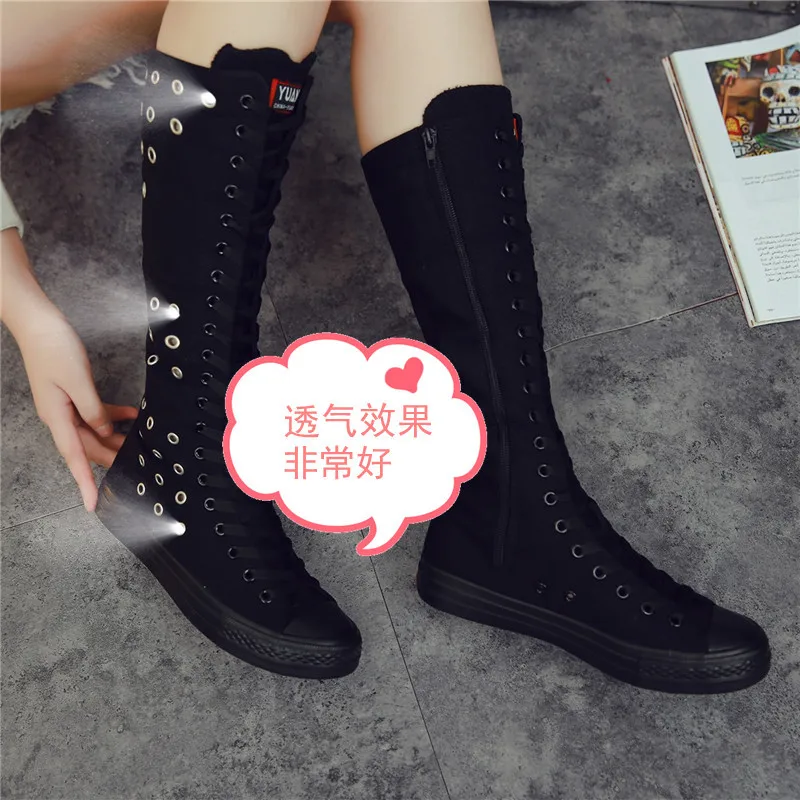 

Women's Martin Boots High Top Breathable Hole Casual Walking Canvas Shoes Soft and Fashionable Side Zipper Hollow Women's Boots