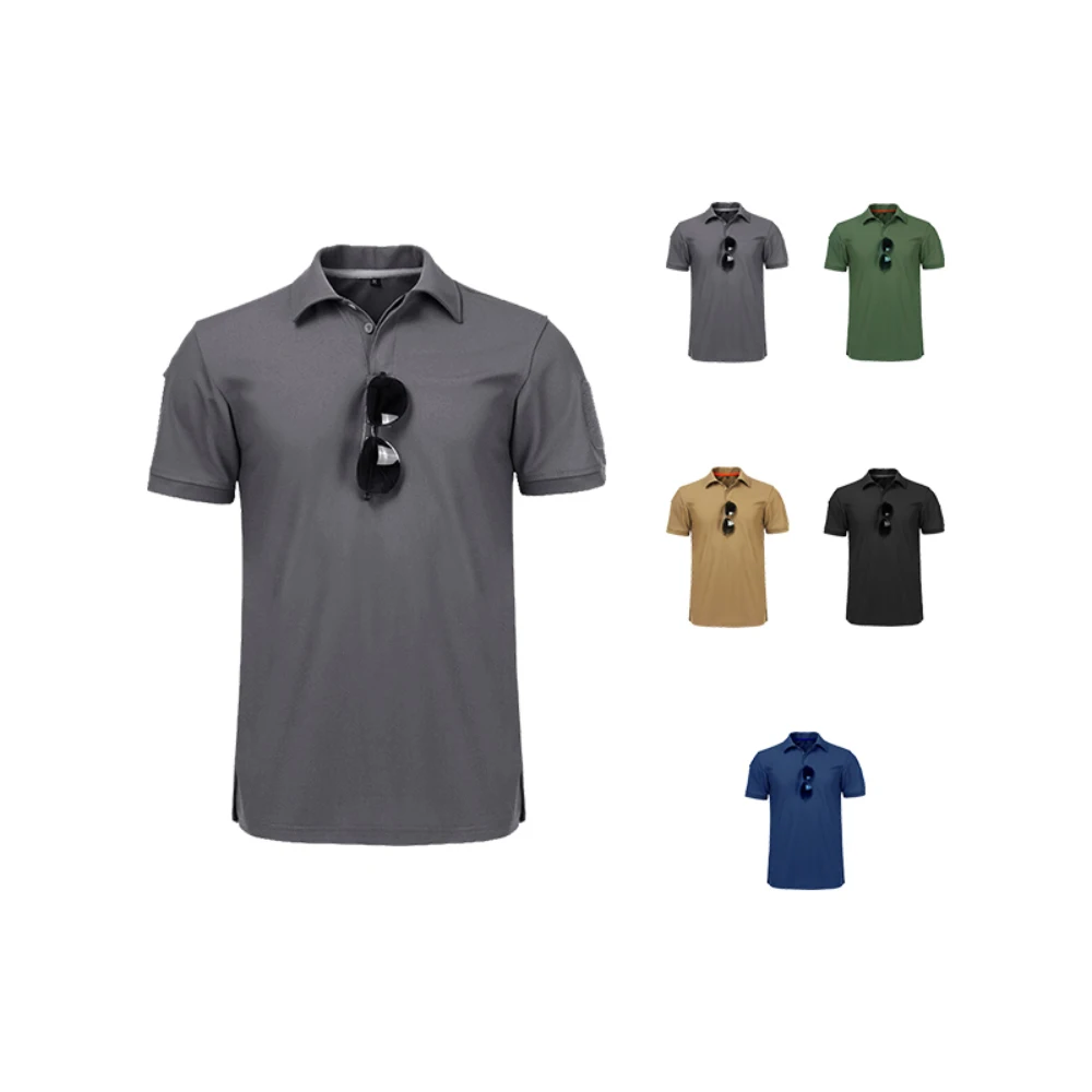 2023 Hot Selling Men\'s Short Sleeve Quick Dry Outdoor Tactical Men Turn-down Polo Shirt