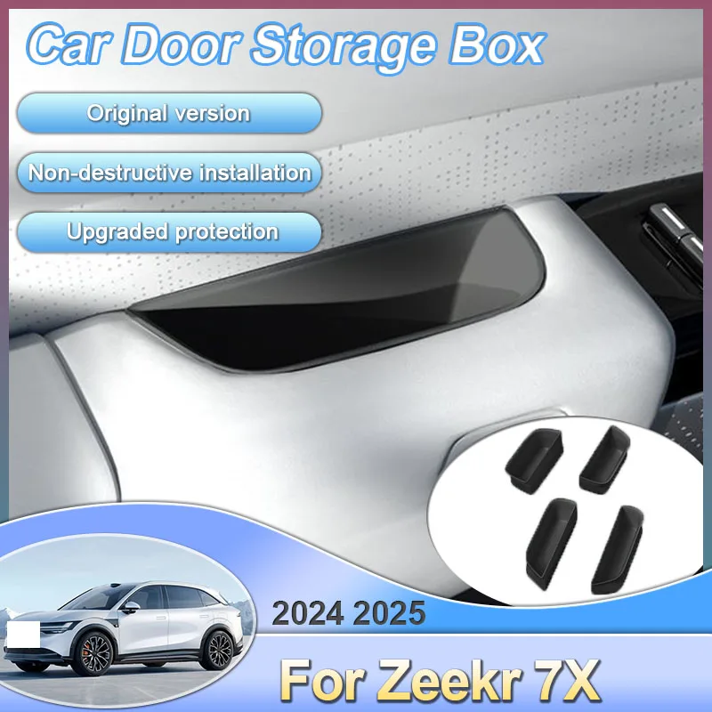 

For Zeekr 7X 2024 2025 Car Styling Door Handle Storage Box Silicone Black Rear Interior Storage Box Pad Auto Styling Accessories