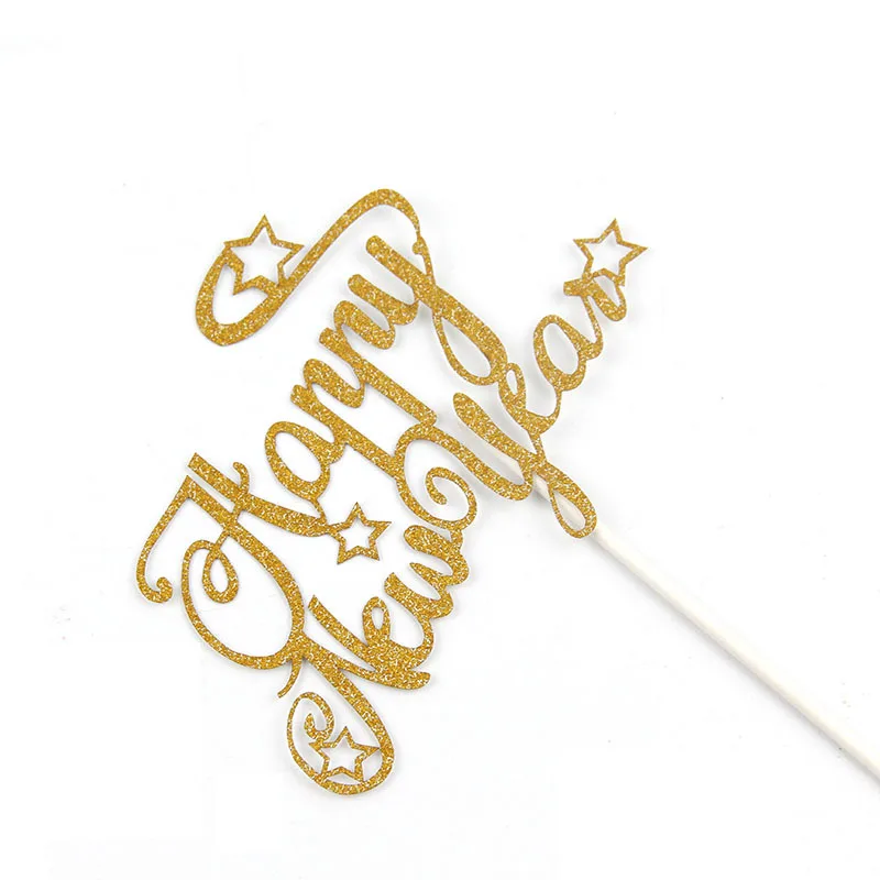 Cake Toppers Happy New Year Gold Birthday Love Cake Topper Cupake Flags Wedding Baby Shower DIY Decor Supplies Kids Party - Image 5