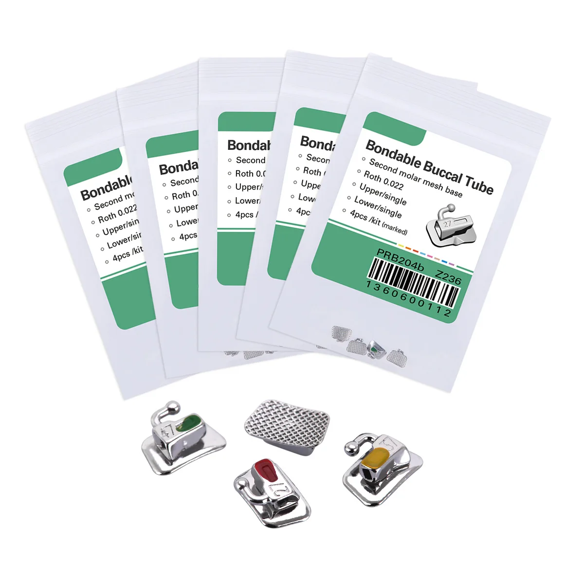 AZDENT 20 Stück = 5 Kits Zahnkieferorthopädisches verklebbares Bukkalröhrchen für 1./2. Molar Mesh Base Nicht umwandelbares Einzelrohr Roth/MBT – Detail 3