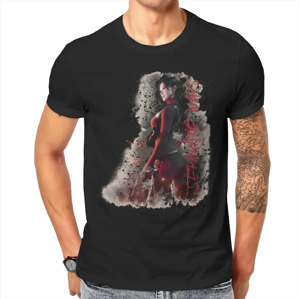 Tomb Raider Game Lara Croft Re4make Separate Ways Ada Wong T Shirt Harajuku Alternative Men's Tshirt Cotton Short Sleeve