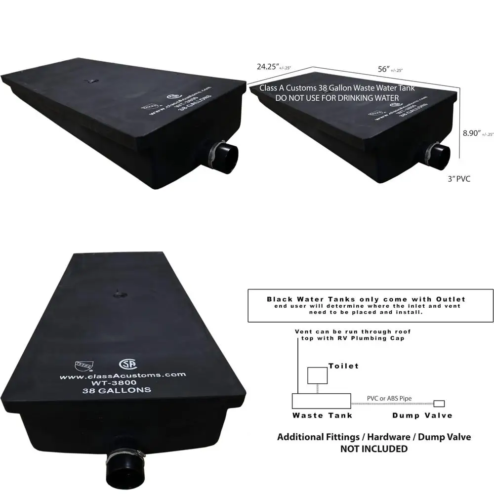 Tanque de residuos para vehículos recreativos de 38 galones: sistema de retención de agua negra para autocaravanas de clase A