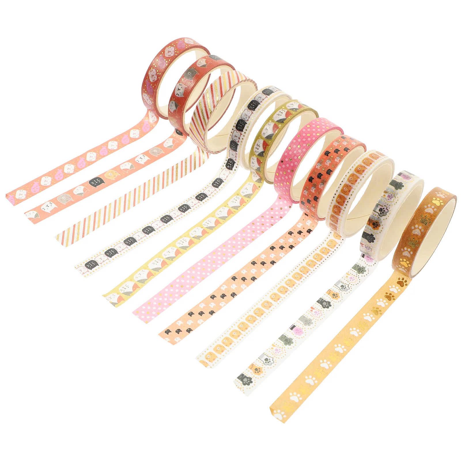 10 Rolls Hot Stamping Washi Tape Decorative Cartoon Japanese Paper Multi-purpose