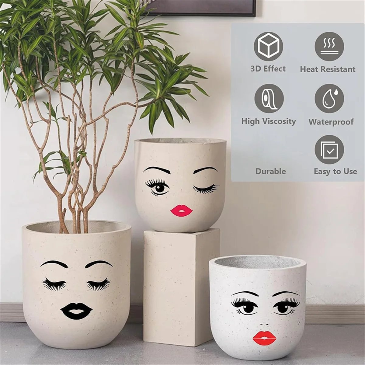 A83Z Face Stickers for Crafts UV Transfer Make A Face Stickers Eyes Lips Mouth Eyebrows Nose Decals, 6 Sheets