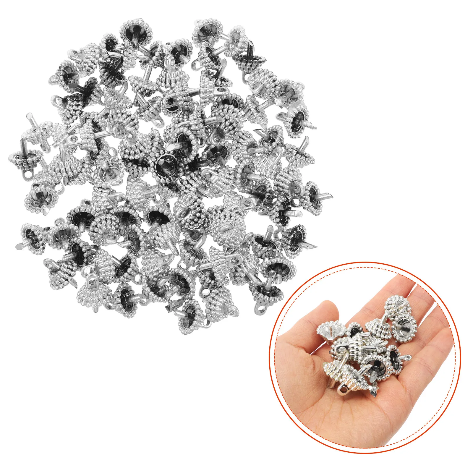 100Pcs Christmas Ball Ornament Caps Mirror Disco Finish for DIY Foam Ball Decorations Holiday Party Hanging Ornament Tops