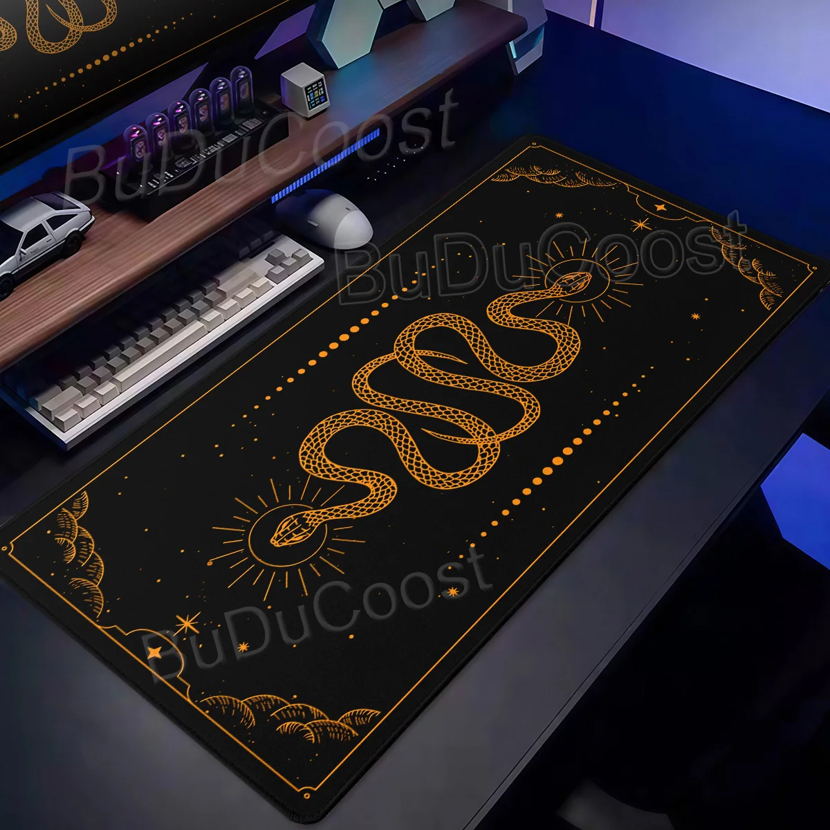 Large Bohemian Tarot Snake Mouse Pad PC Gaming Mechanical Keyboard Deskmat Rubber Non-Slip Locking Edge Home Office Accessories