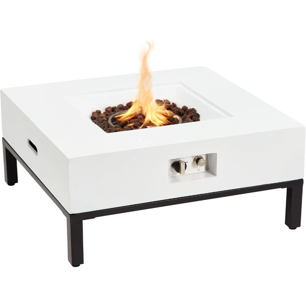 

32" Square Propane Fire Pit Table with Stand, 50,000 BTU Outdoor Gas Fireplace for Patio, Low Profile Fire Table with Rain Cove