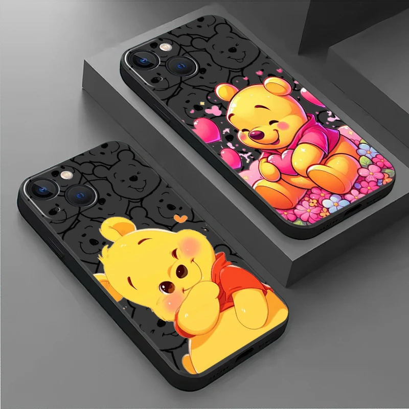 Disney Cute Winnie The Pooh Case For Apple iPhone 16 Pro 15 14 11 13 12 7 X XR XS Max 6 8 Plus SE 2022 15Plus Soft Phone Coque