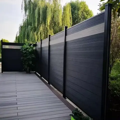 WPC Fence Panels Modern Textured Wood Plastic Composite Garden Privacy Fencing Durable Weatherproof Outdoor Security Barrier