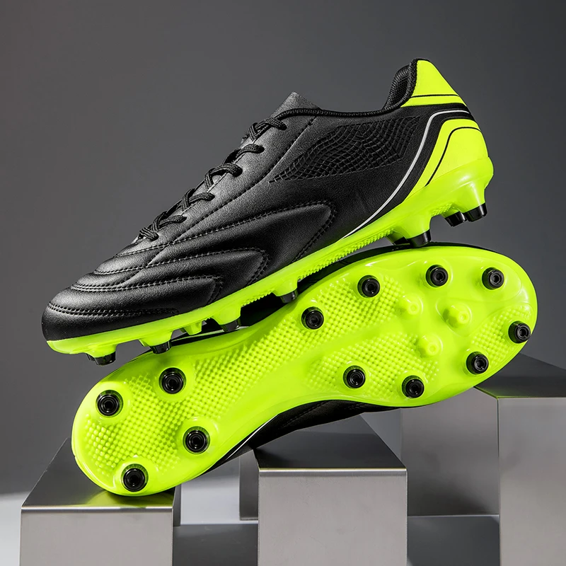 Men's Football Boots Lace Up Non Slip Sports Training Soccer Shoes for Adult Teenagers Outdoor AG Soccer Cleats Match