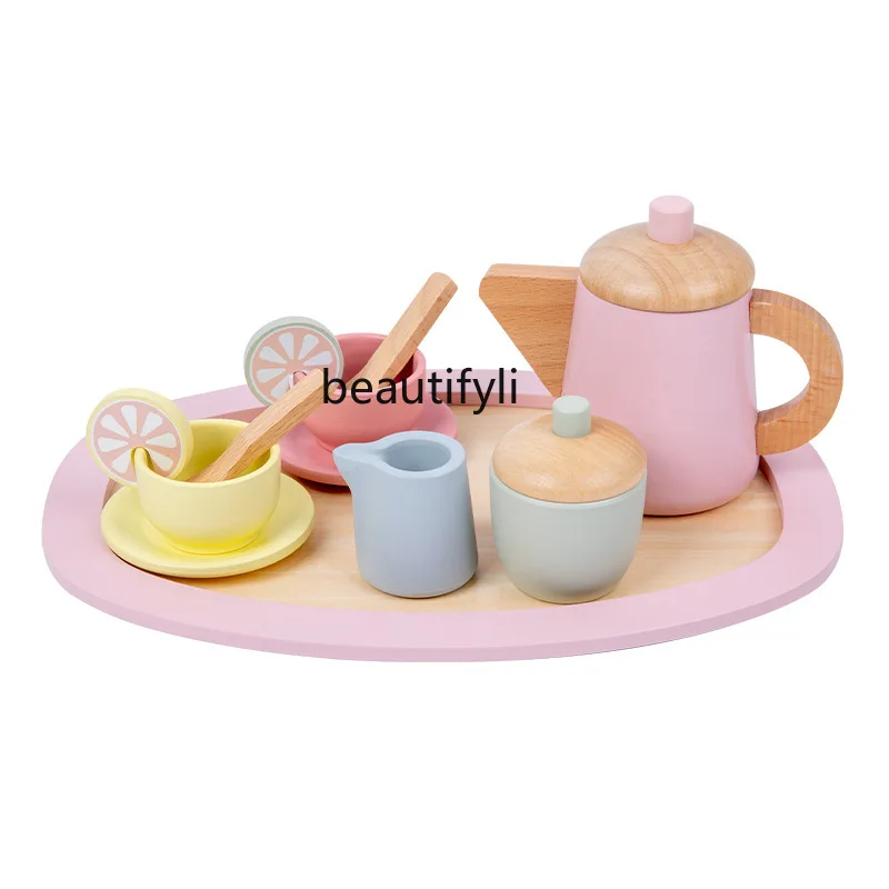 

Children's play house tea set combination dessert simulation teapot tableware set toy wooden