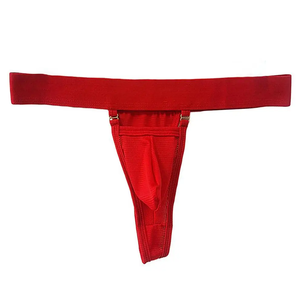 1pc Sexy Thongs Men Mesh Soft U-shape Pouch Solid Color Underwear Breathable Underpants Panties Hot Gay Sissy Thongs G-String