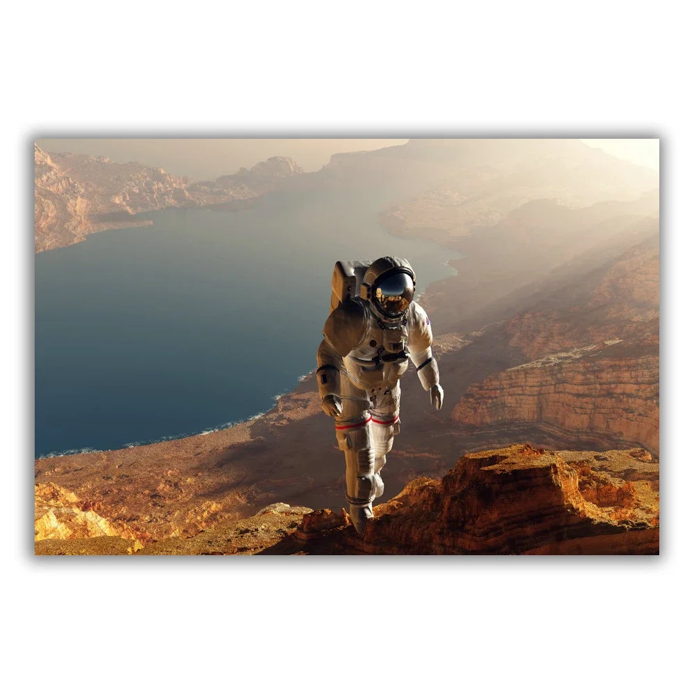 HT129 Spectacular Universe Earth And Moon Space Station Astronaut Silk Fabric Poster Art Decor Indoor Painting Gift