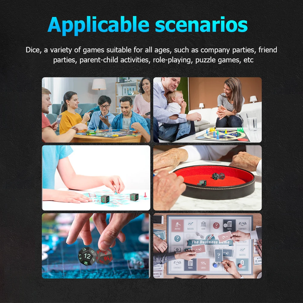 7Pcs/set  Electronic Luminous LED DND Dice Set Multiple Sided Dice for Adults Board Game Party Entertainment Toys