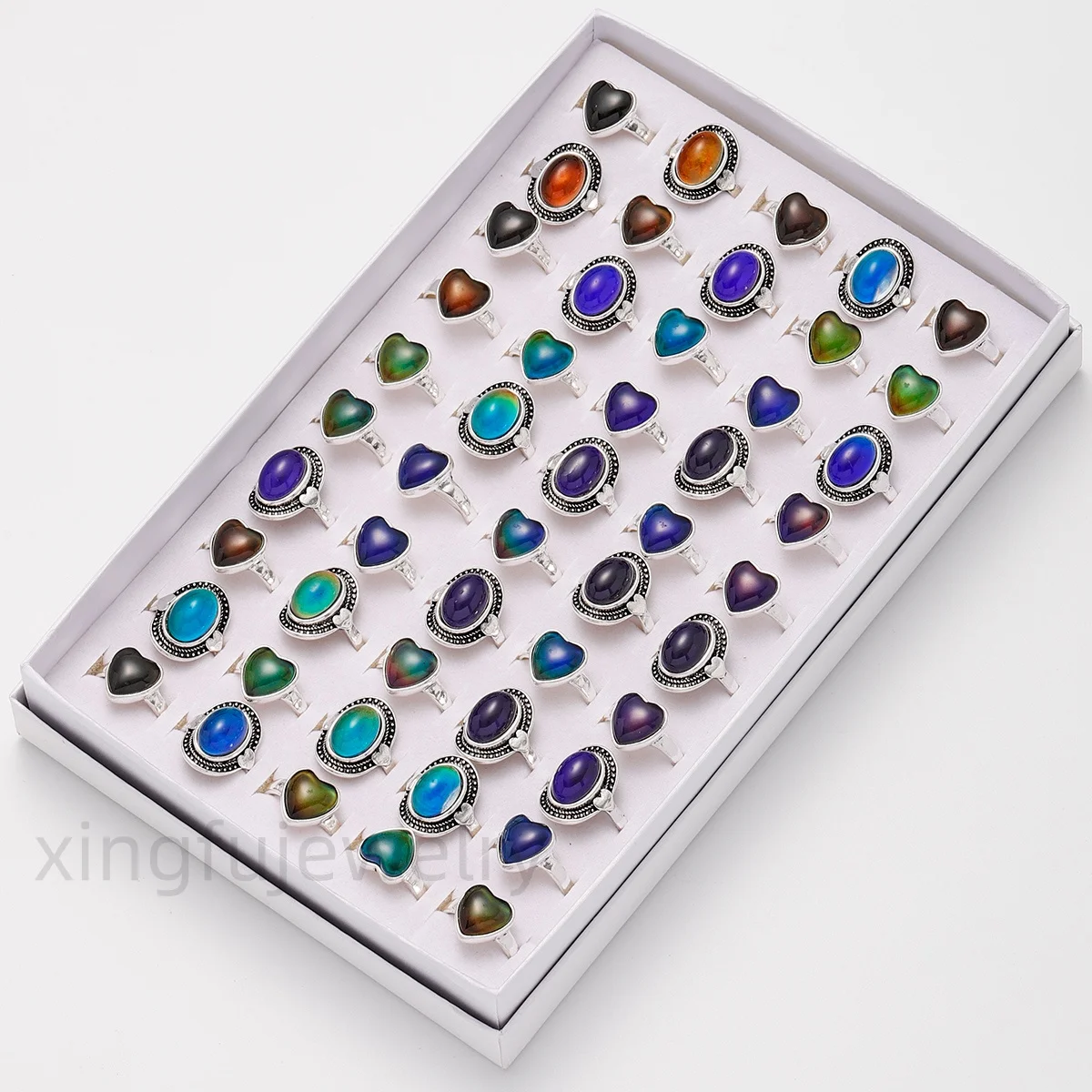 

50 шт./лот, оптовая продажа напрямую с фабрики, кольцо-термометр, меняющее цвет, персонализированное, модное украшение для мужчин и женщин, подарок на годовщину