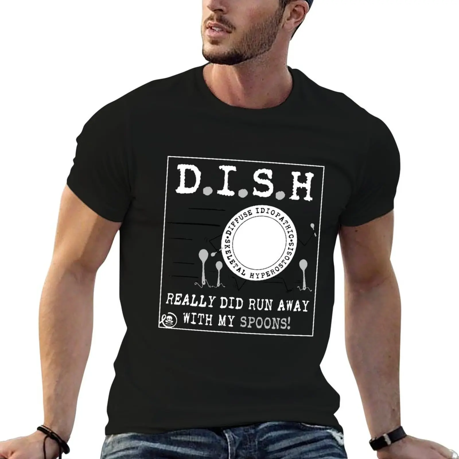 Spoonie Species: DISH ran away with SPOONS (asphalt) T-Shirt blue archive oversizeds heavy weight t shirts for men